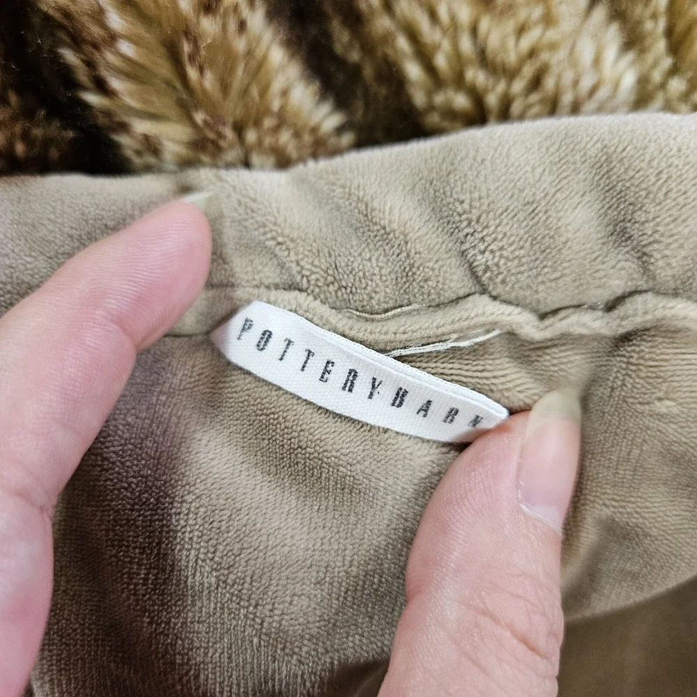 Pottery Barn Faux Fur Brown Ombre Throw Blanket Heavy Soft Plush 50